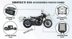 Fit For Royal Enfield Shotgun 650 4 Pcs Accessories Combo Pack Black - SPAREZO